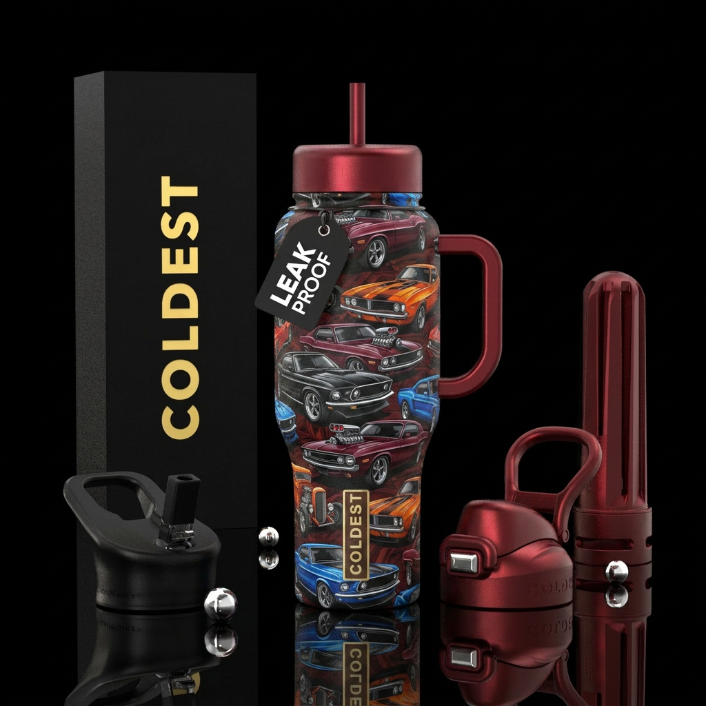 Muscle cars water bottle design