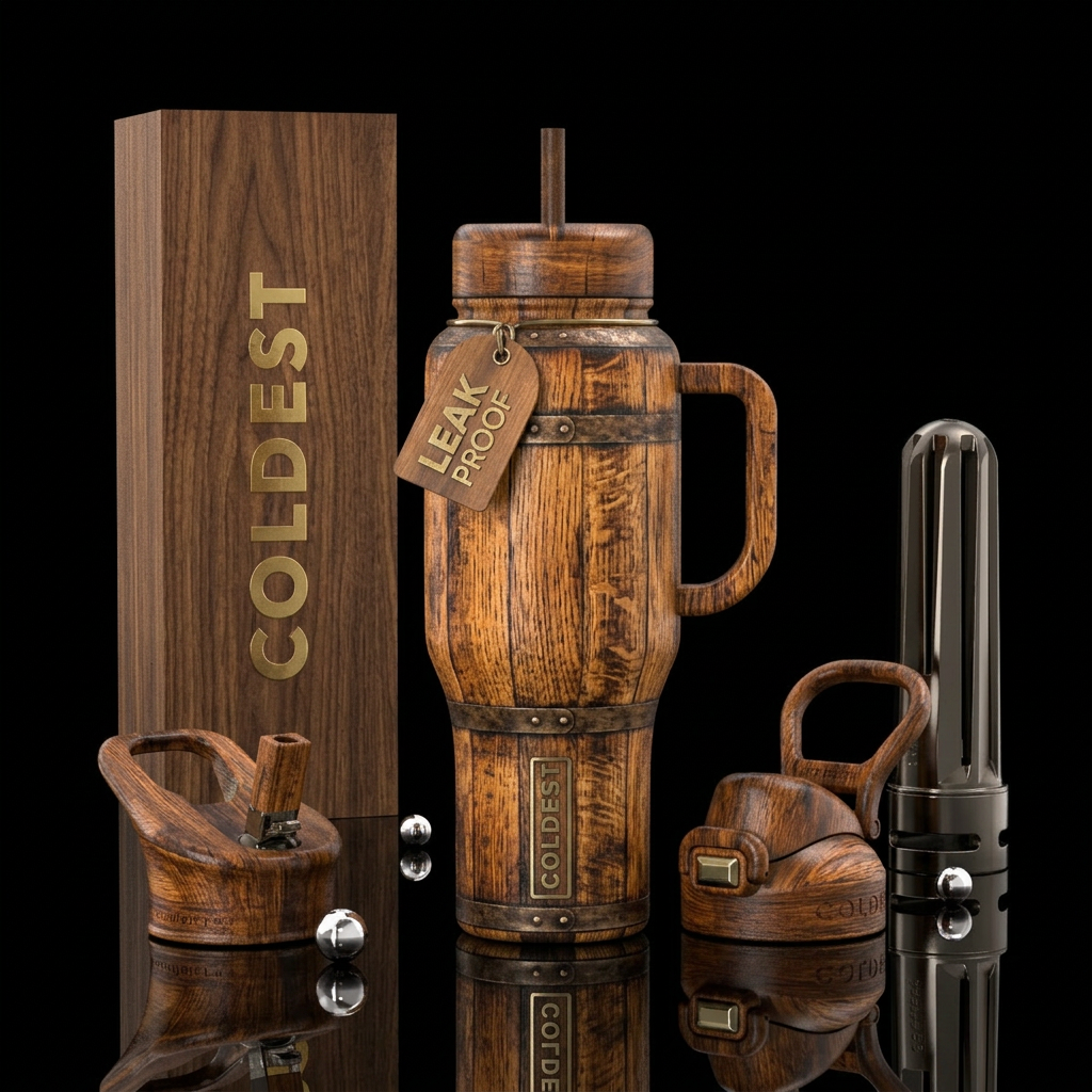Bourbon barrel water bottle design