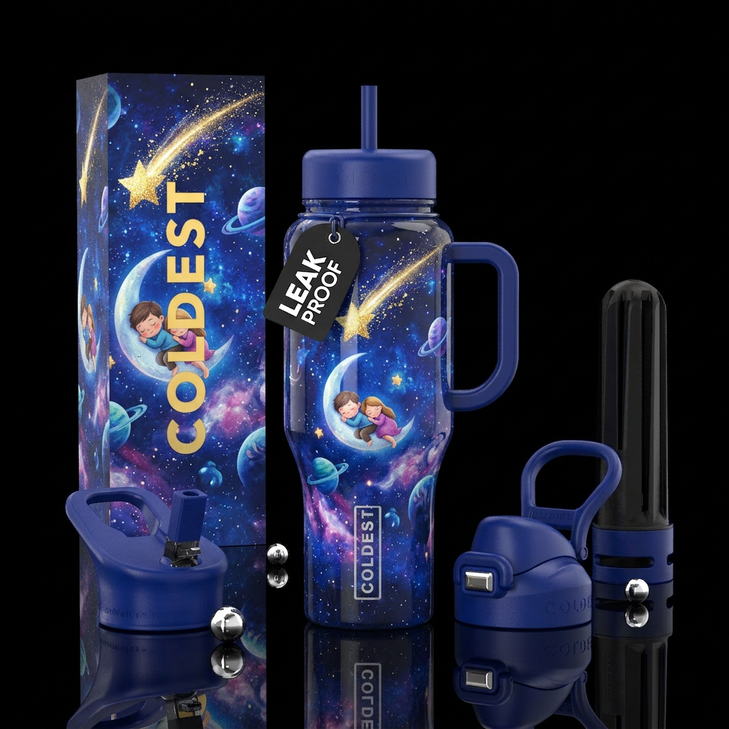 shooting star over child’s dream water bottle design