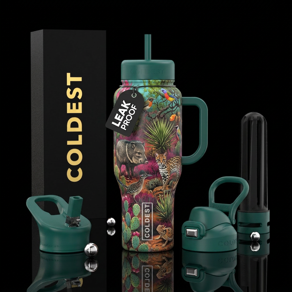 South Texas wildlife water bottle design
