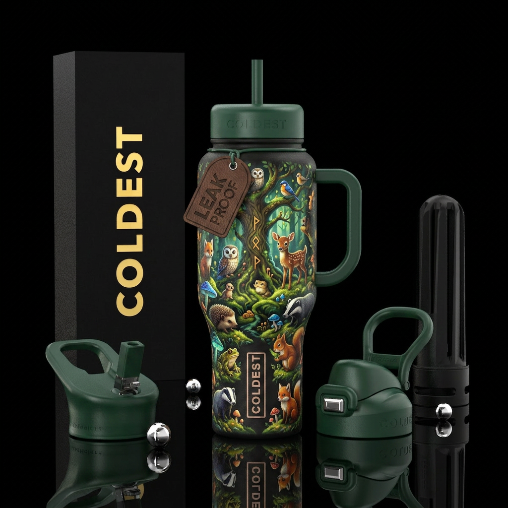 Every small creature in the forest water bottle design