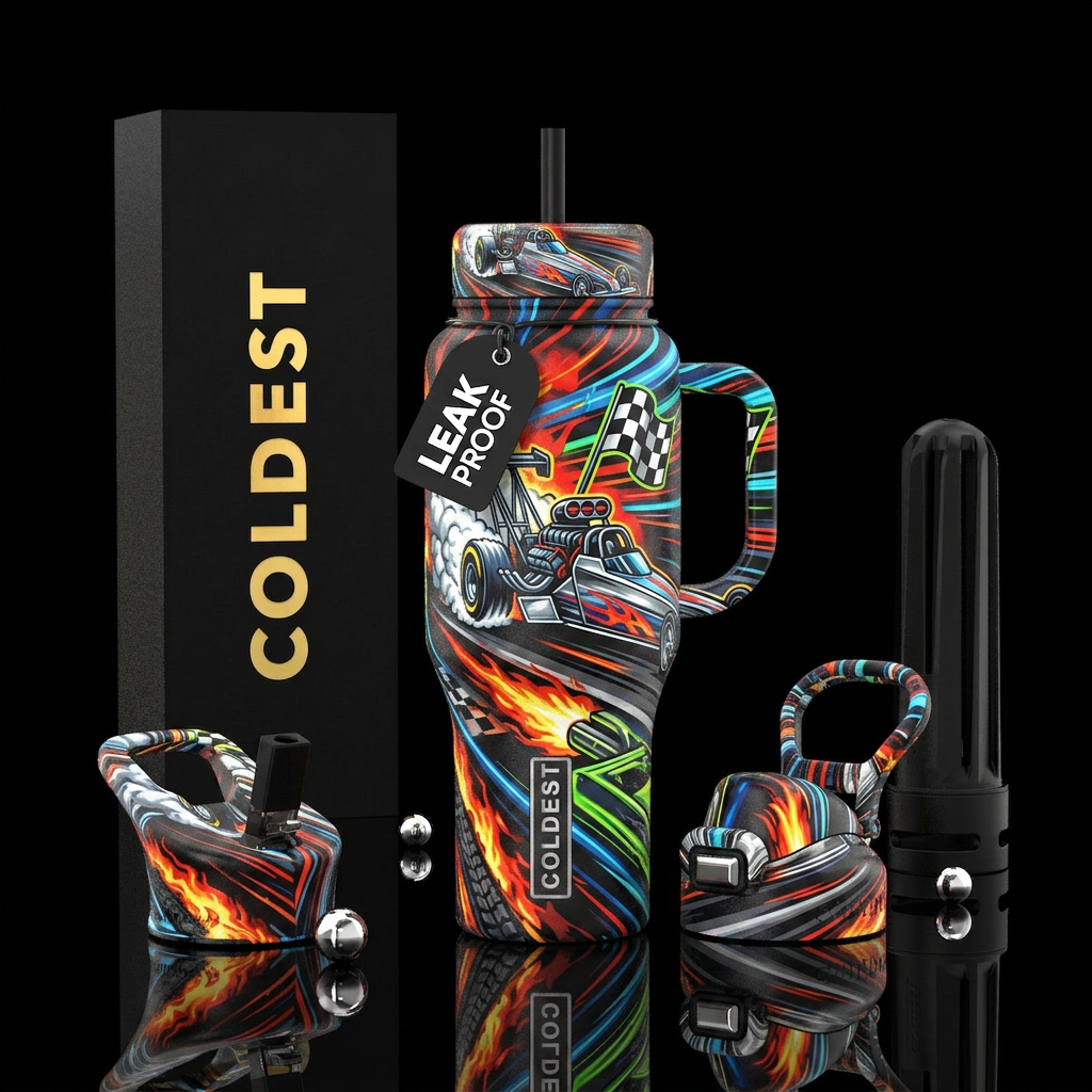 Drag racing water bottle design