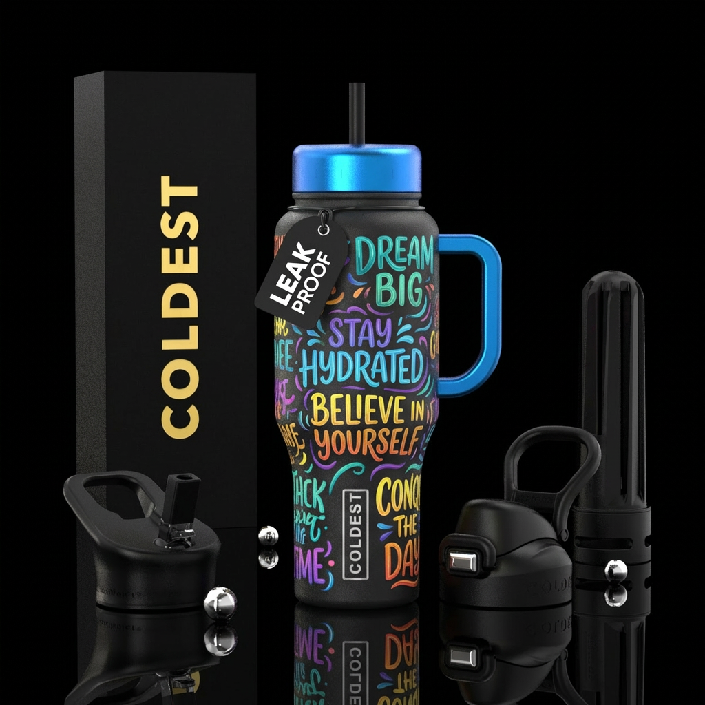 Inspirational quotes water bottle design