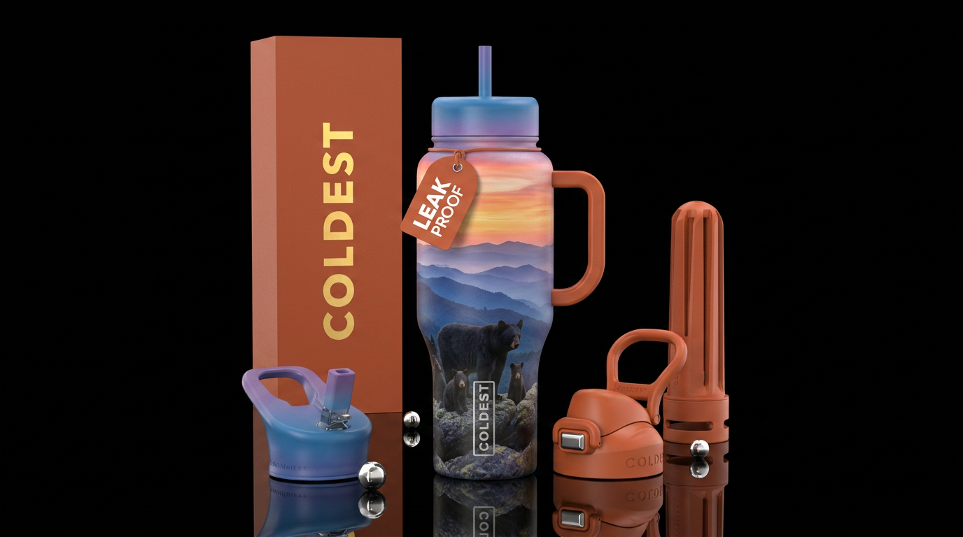 Mountain Bears water bottle design