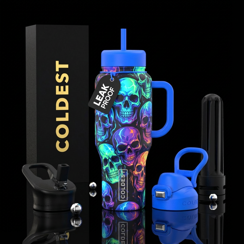 Glow skull water bottle design
