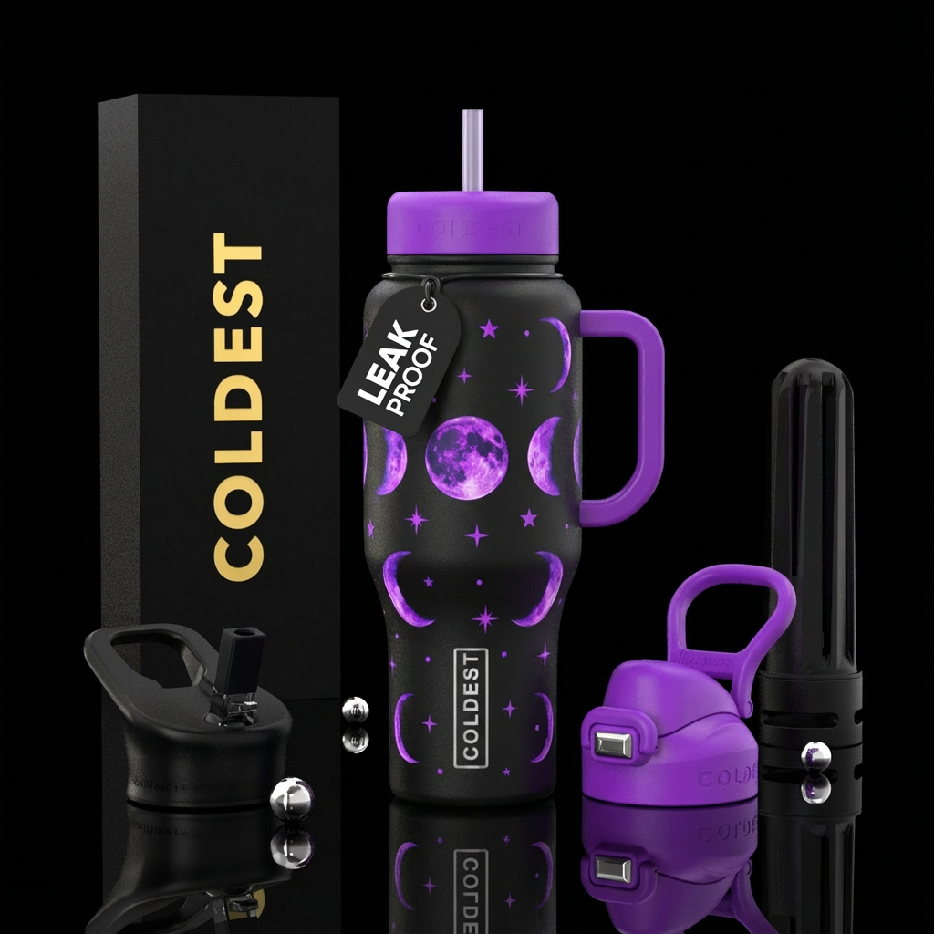 Purple moon water bottle design