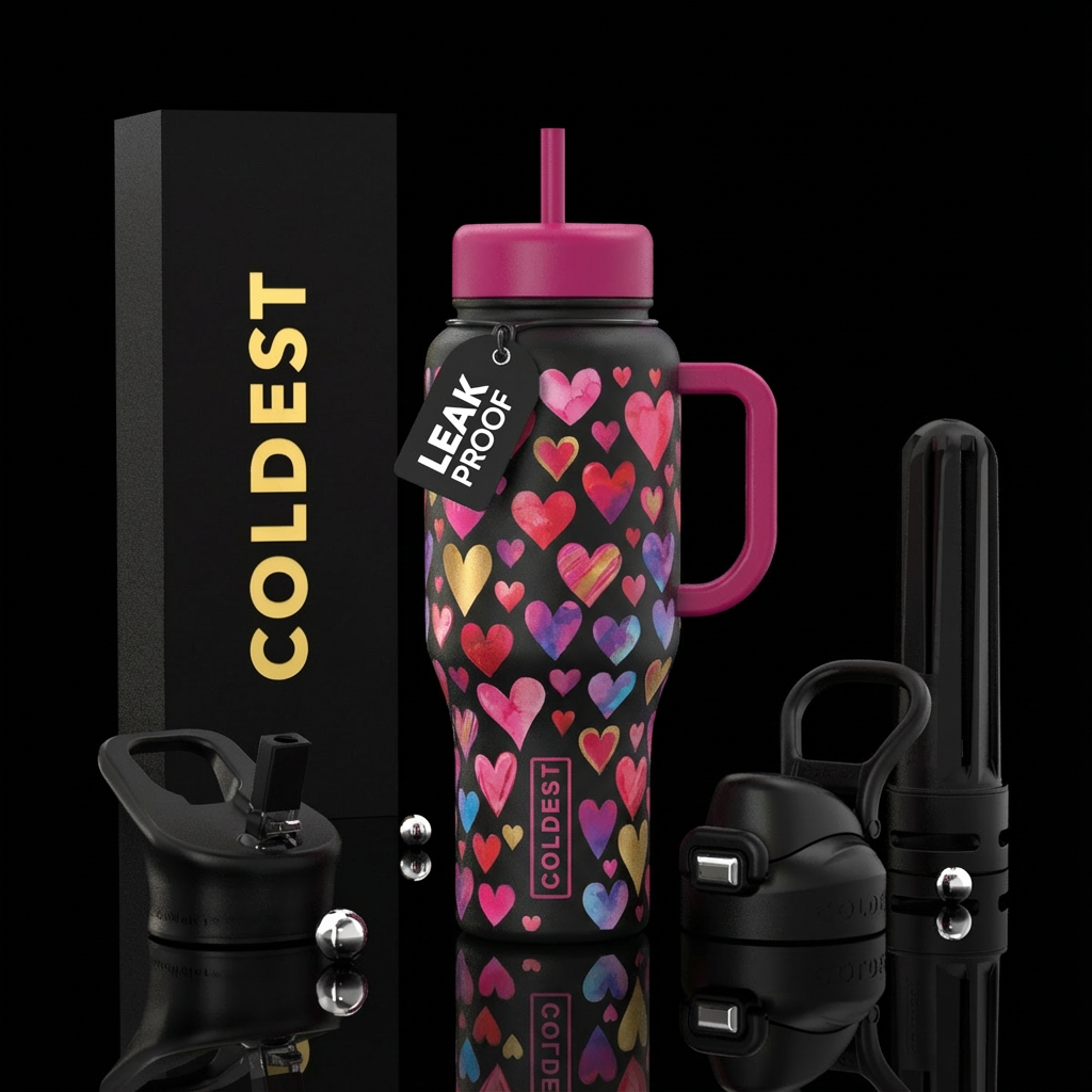 Hearts water bottle design