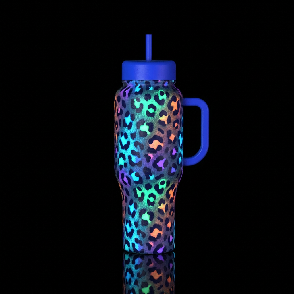 glowie colorful leopard water bottle design