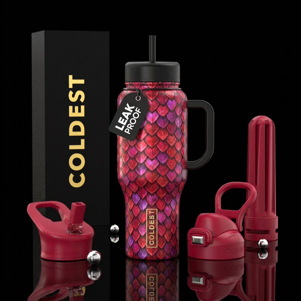 dragon scales hearts water bottle design