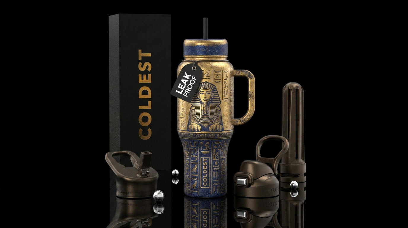 Egyptian sphinx, vintage, retro, classic style, hi... water bottle design
