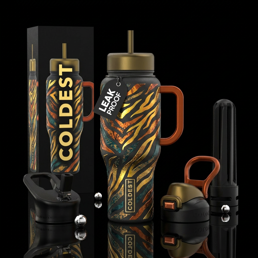 Tiger stripes, abstract, artistic, creative patter... water bottle design