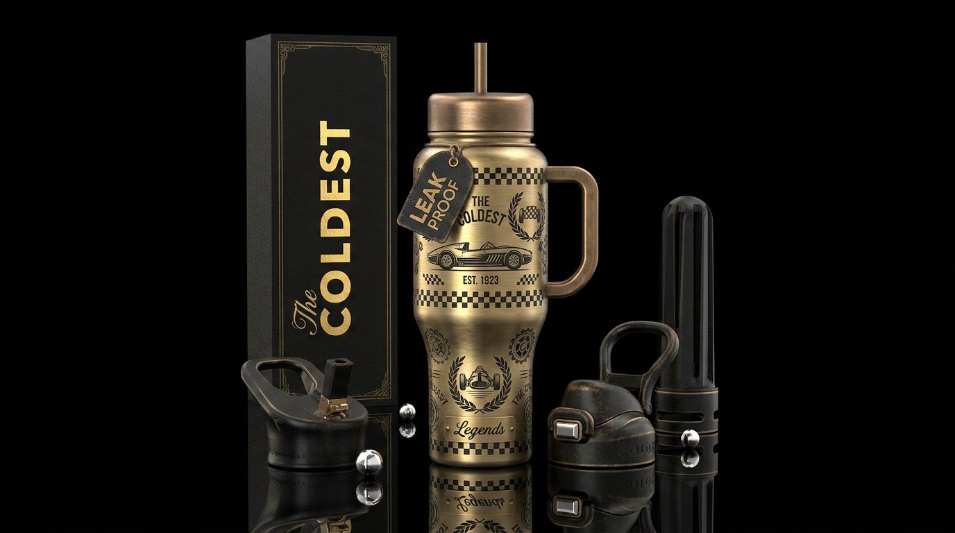 Legends, vintage, retro, classic style, highly det... water bottle design