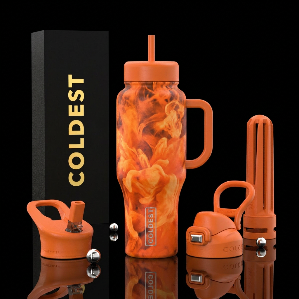 Orange fog, abstract, artistic, creative patterns,... water bottle design