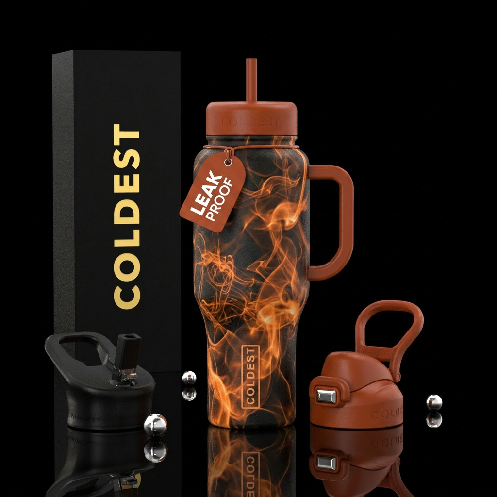 Orange fog, abstract, artistic, creative patterns,... water bottle design