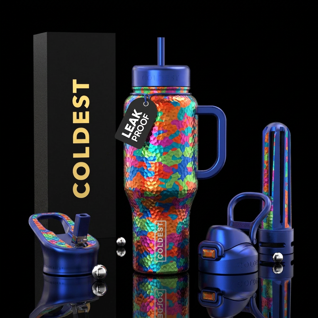 Camouflage, hammered water bottle design