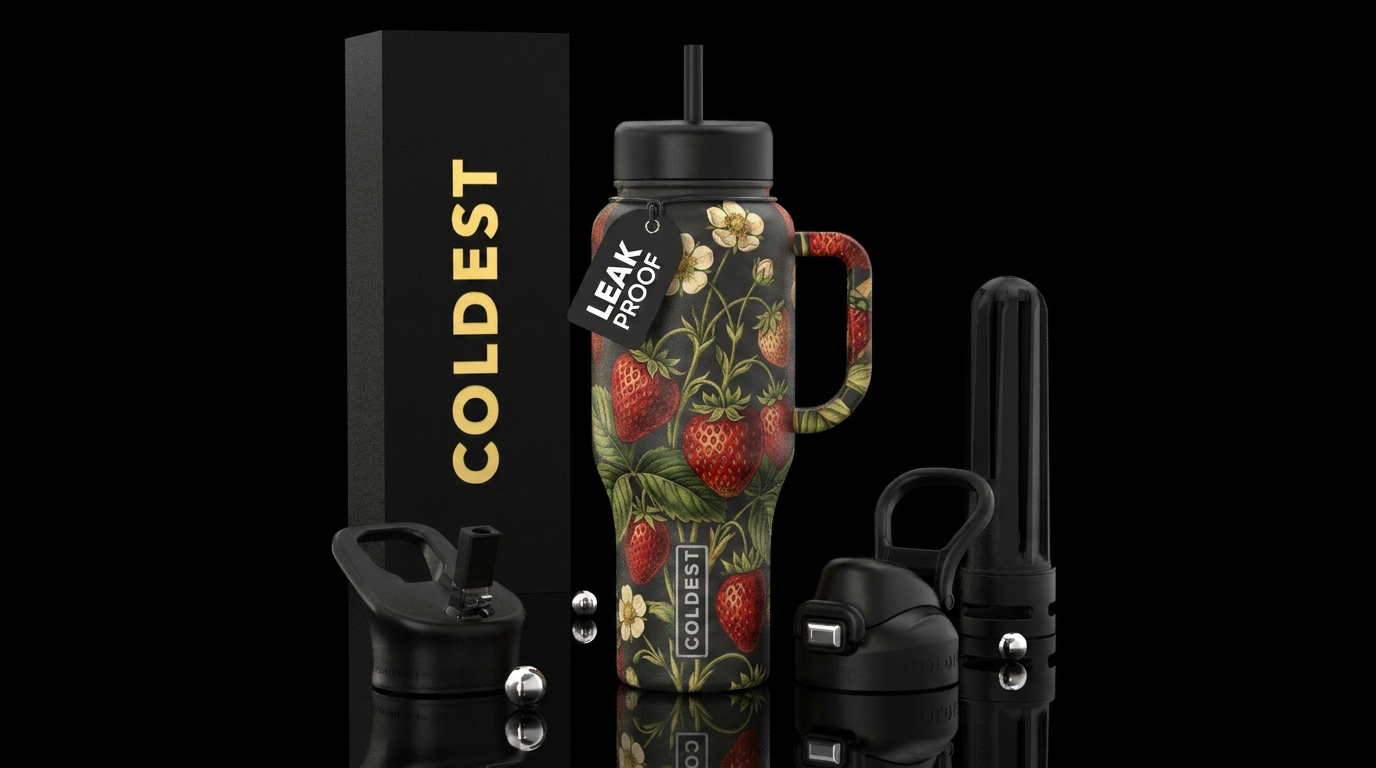 Strawberry, vintage, retro, classic style, highly ... water bottle design