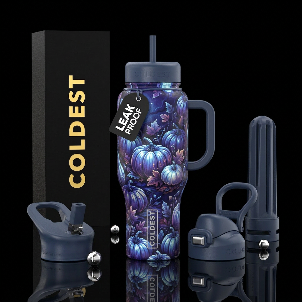 Moonlight pumpkins water bottle design