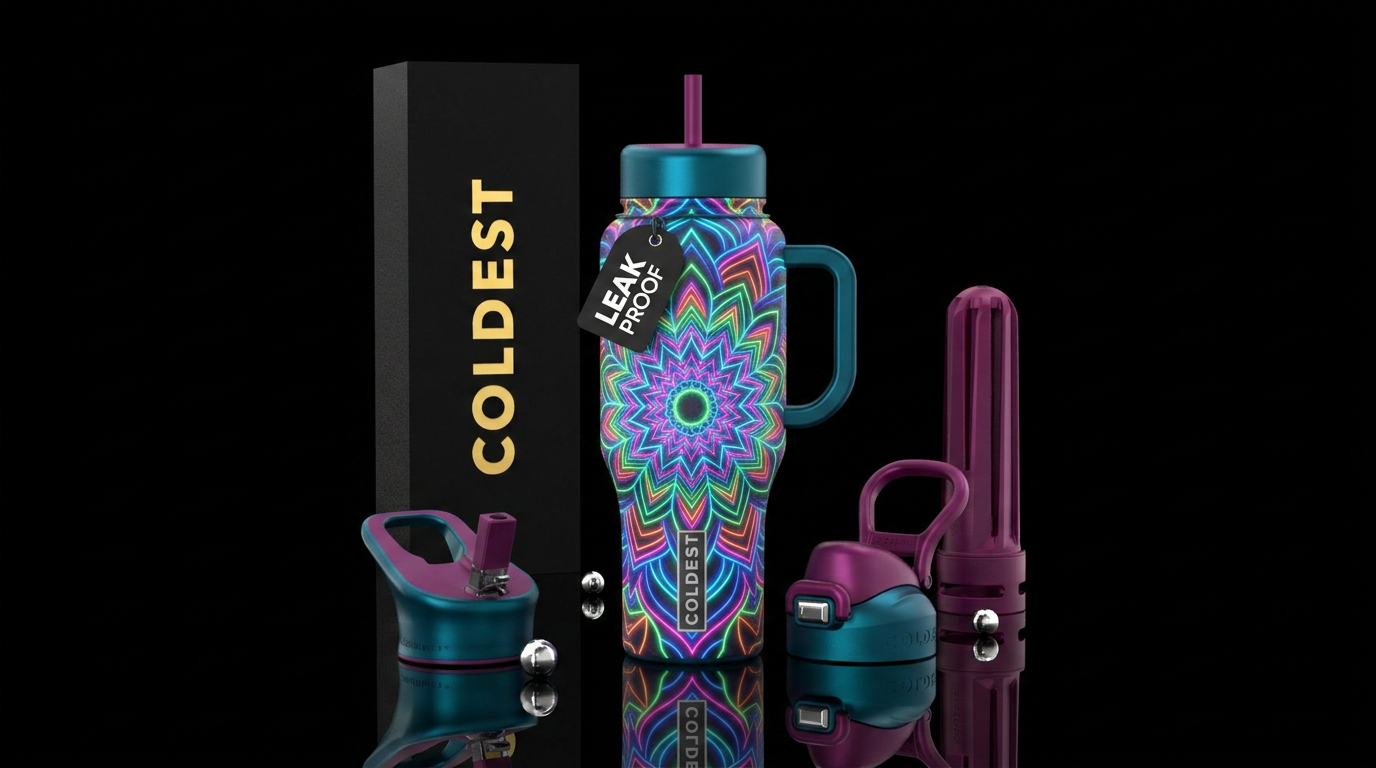 Neon Mandela water bottle design