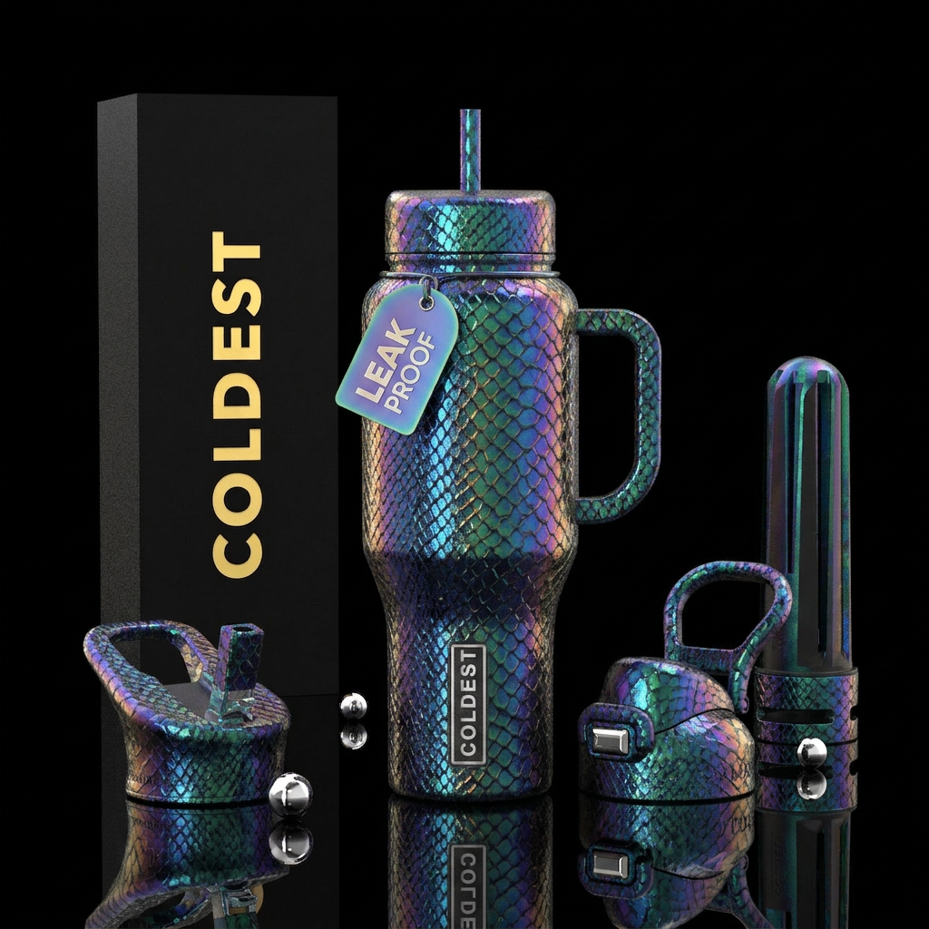 Snake scales iridescent abstract water bottle design