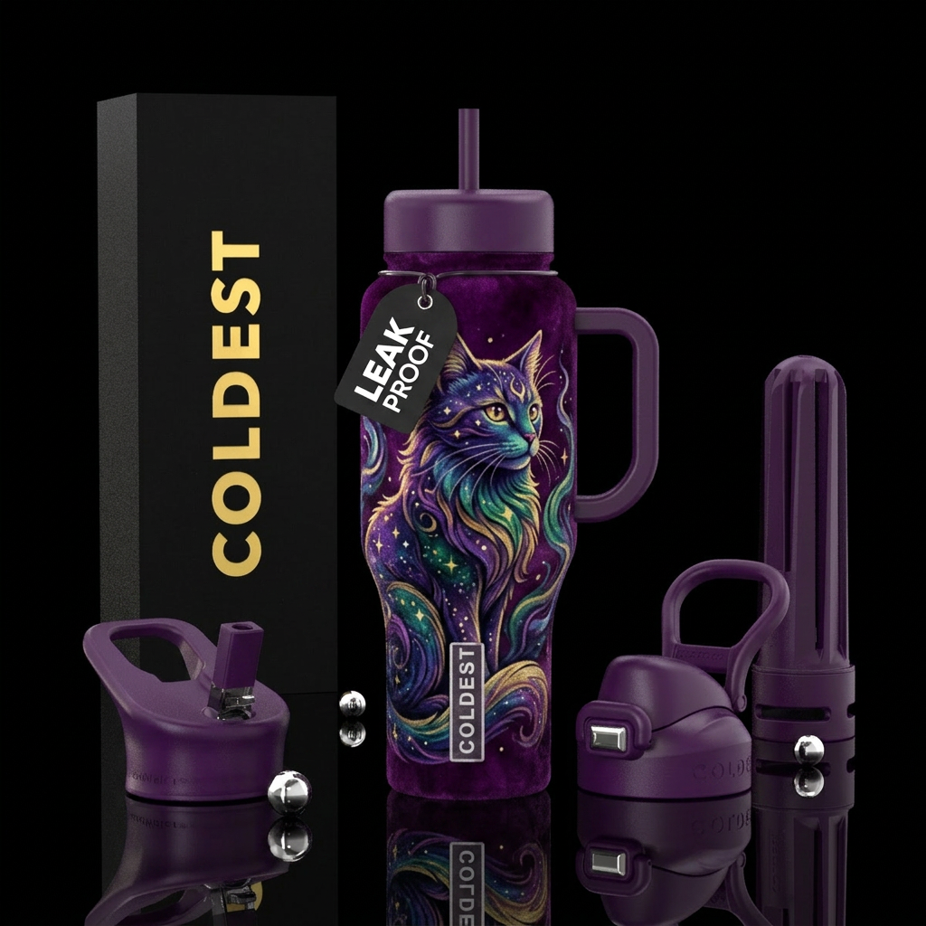 cat, mythical, fantasy, magical, velvet finish water bottle design