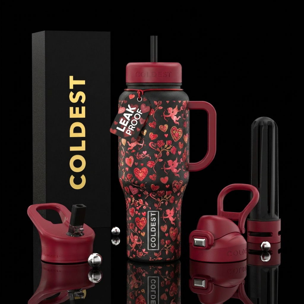 Valentine’s Day, hearts, Cupid, love water bottle design