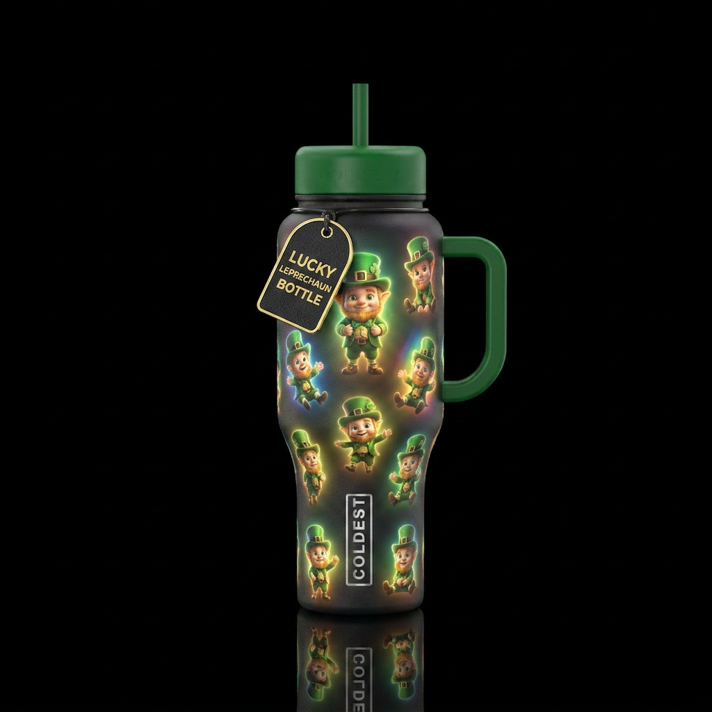 Glowie, baby leprechauns water bottle design