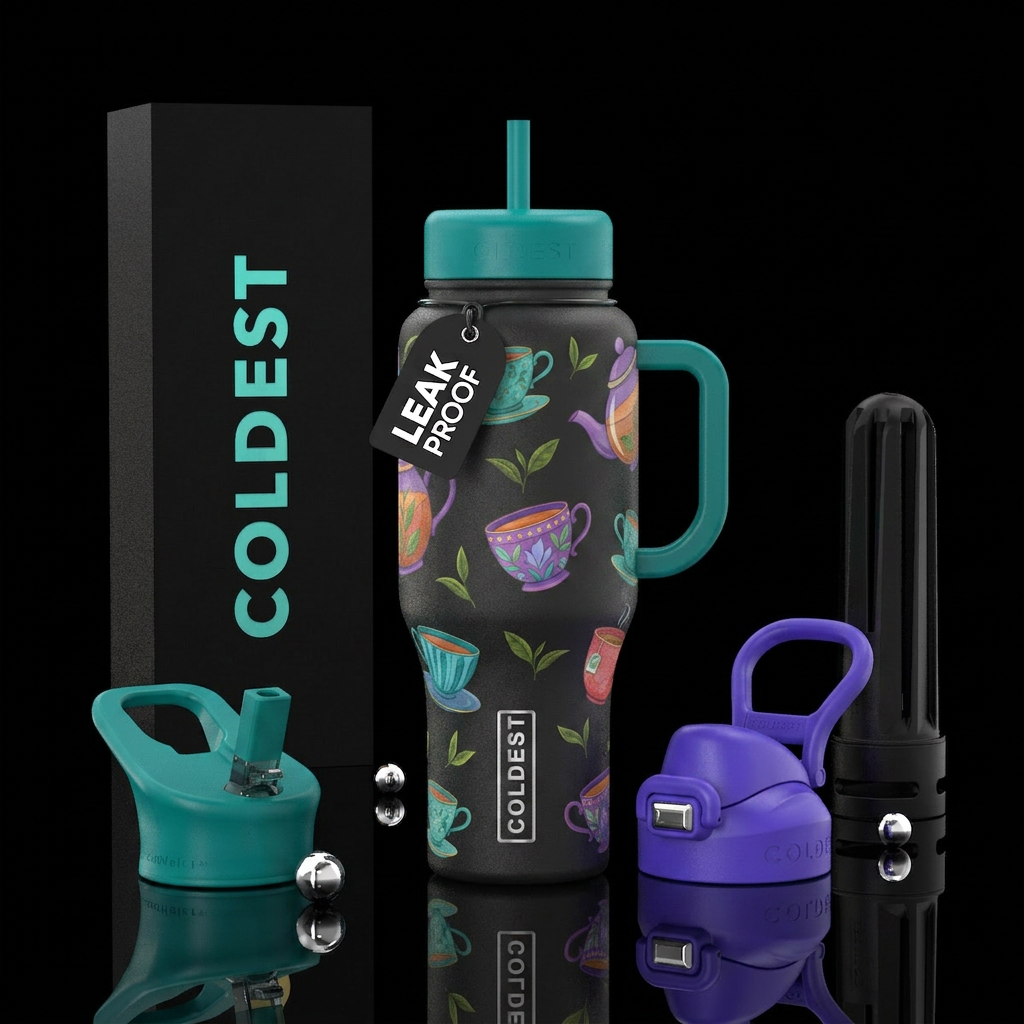 Spill the tea water bottle design