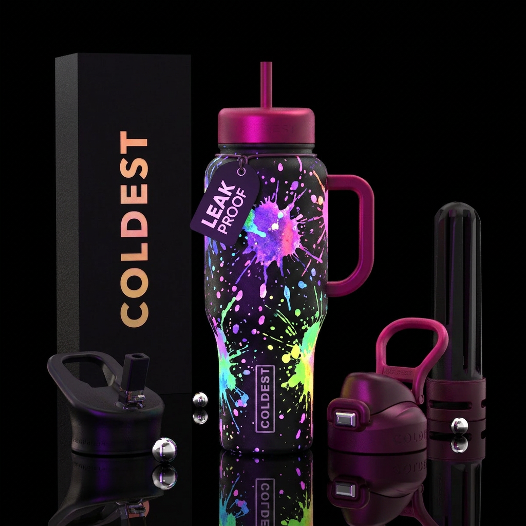 Paint splatter design Glowie water bottle design