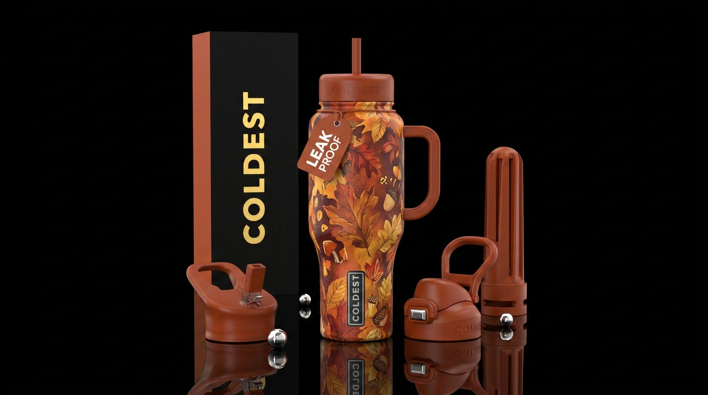 autumn fall dreams water bottle design