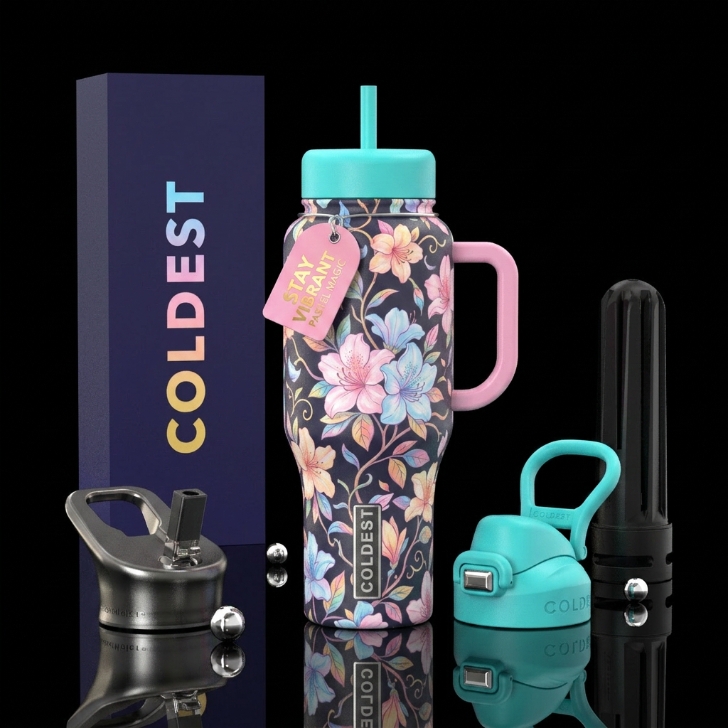 cloud blossoms water bottle design