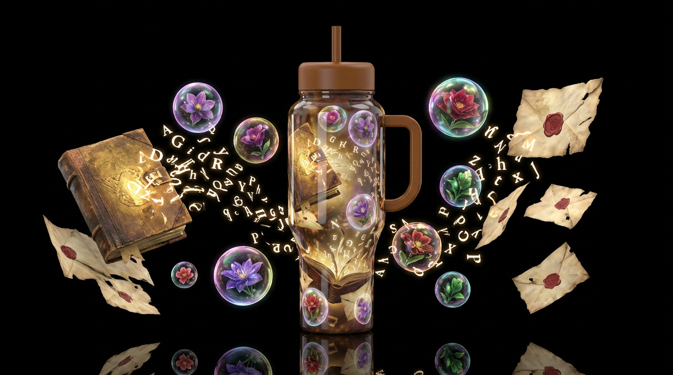 Howling spell water bottle design