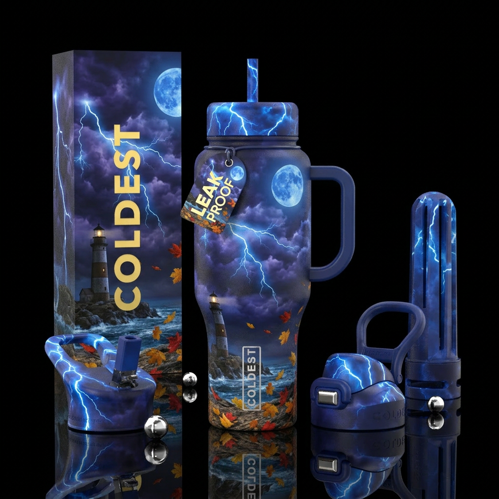 Stormy skies water bottle design