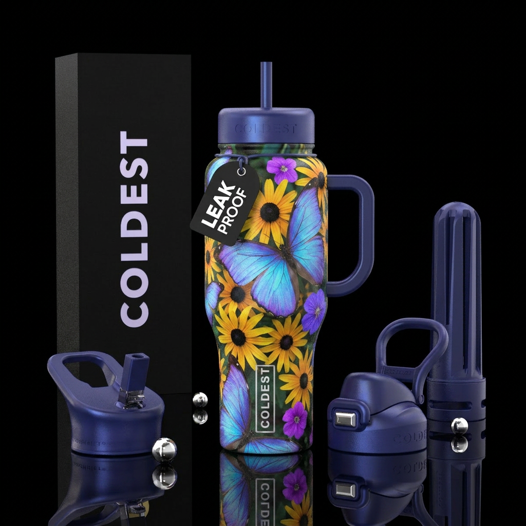 butterfly garden water bottle design