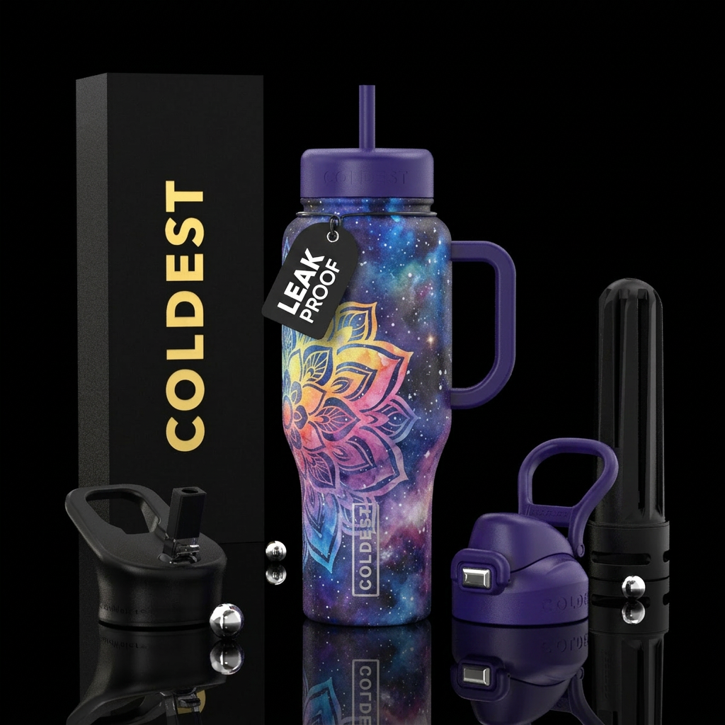 floral galaxy water bottle design