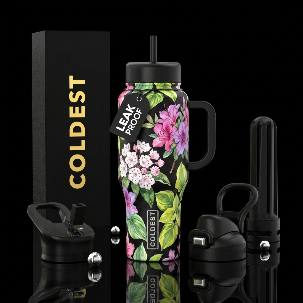 mountain flora water bottle design
