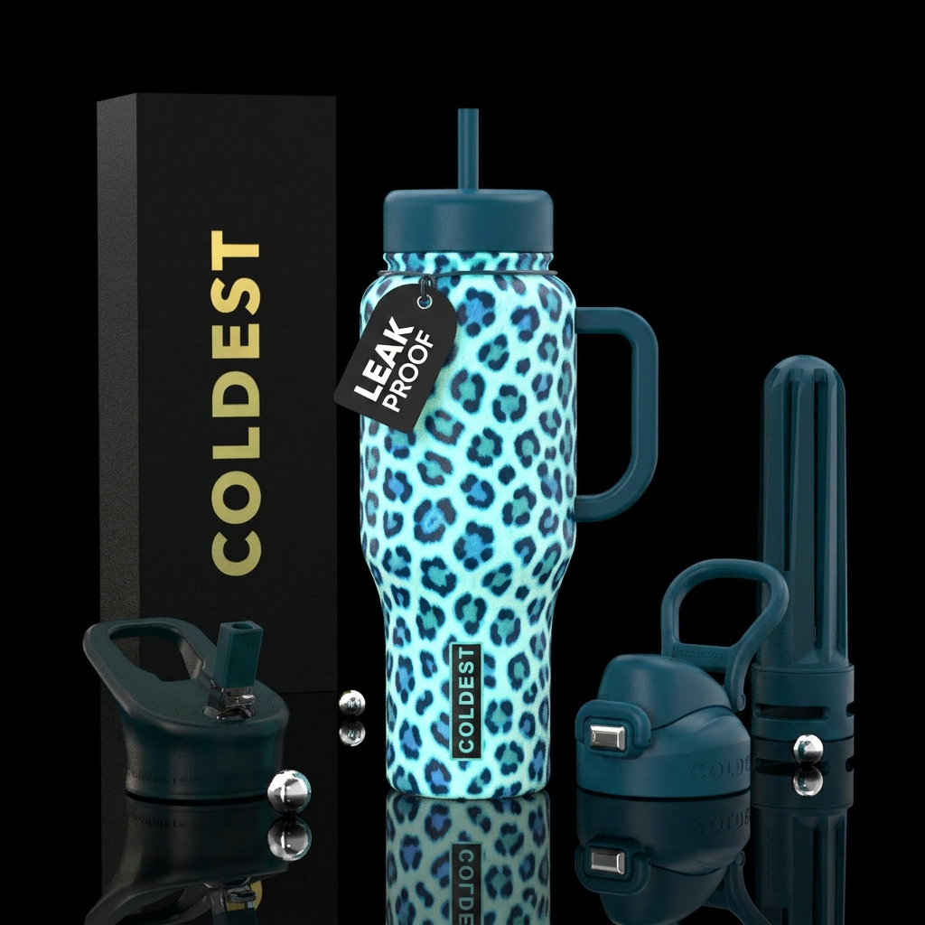glowie leapord water bottle design