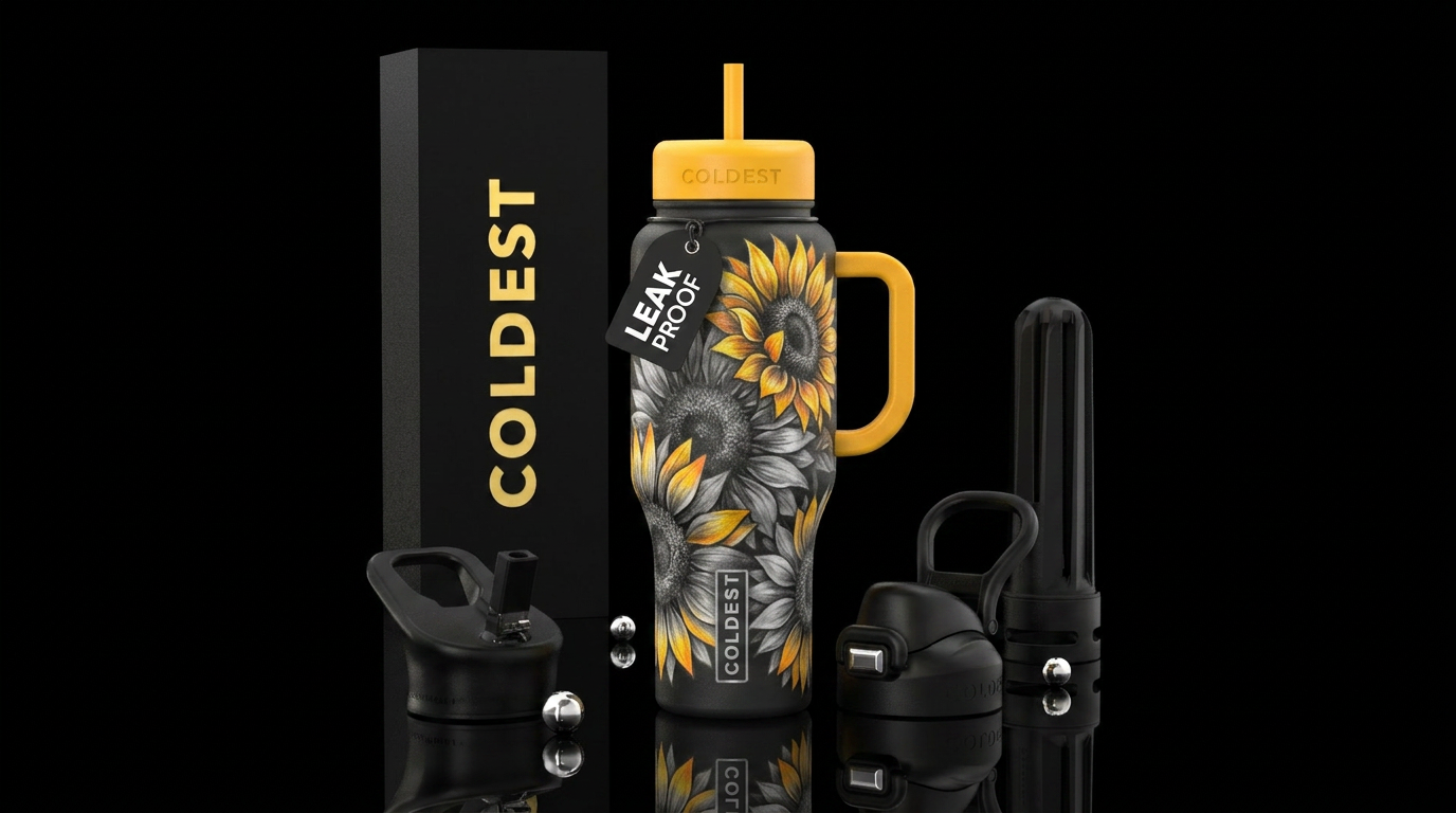sunflower fields water bottle design