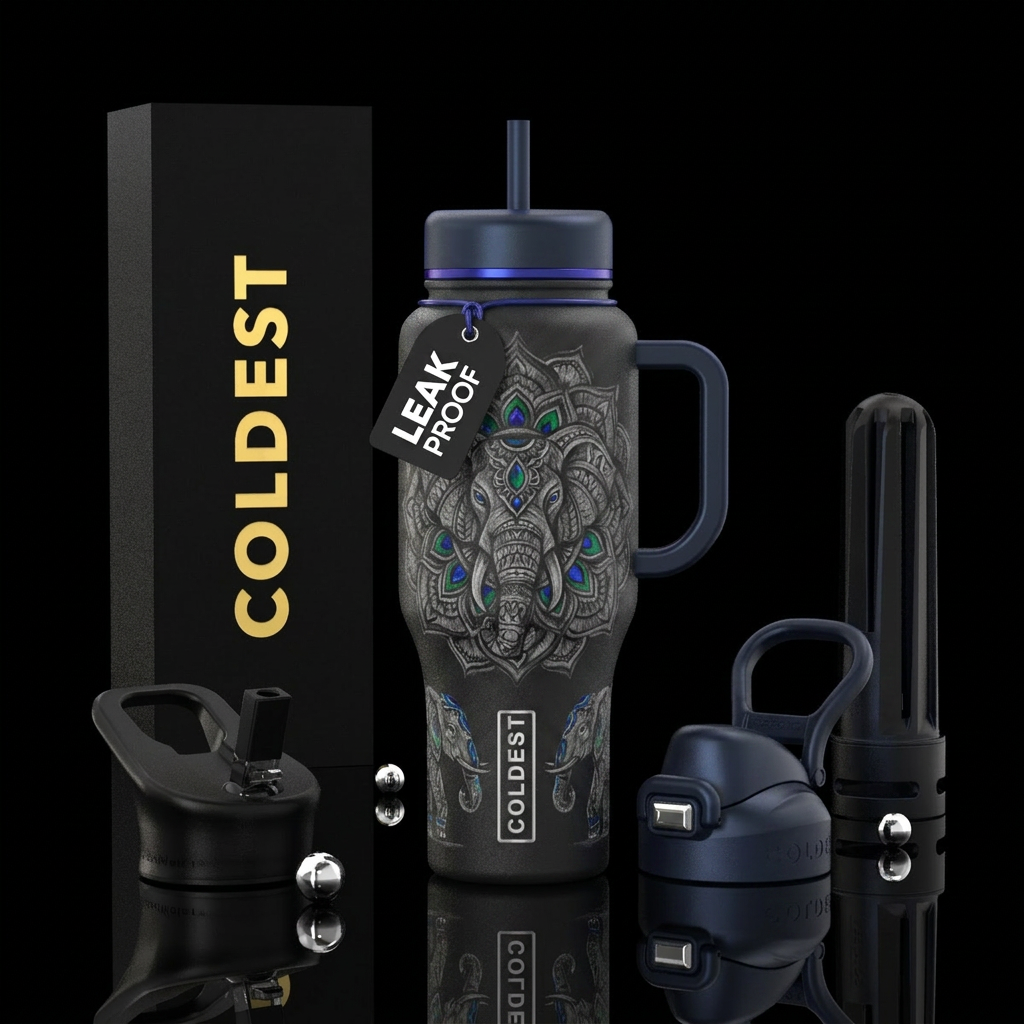 Floral elephant water bottle design