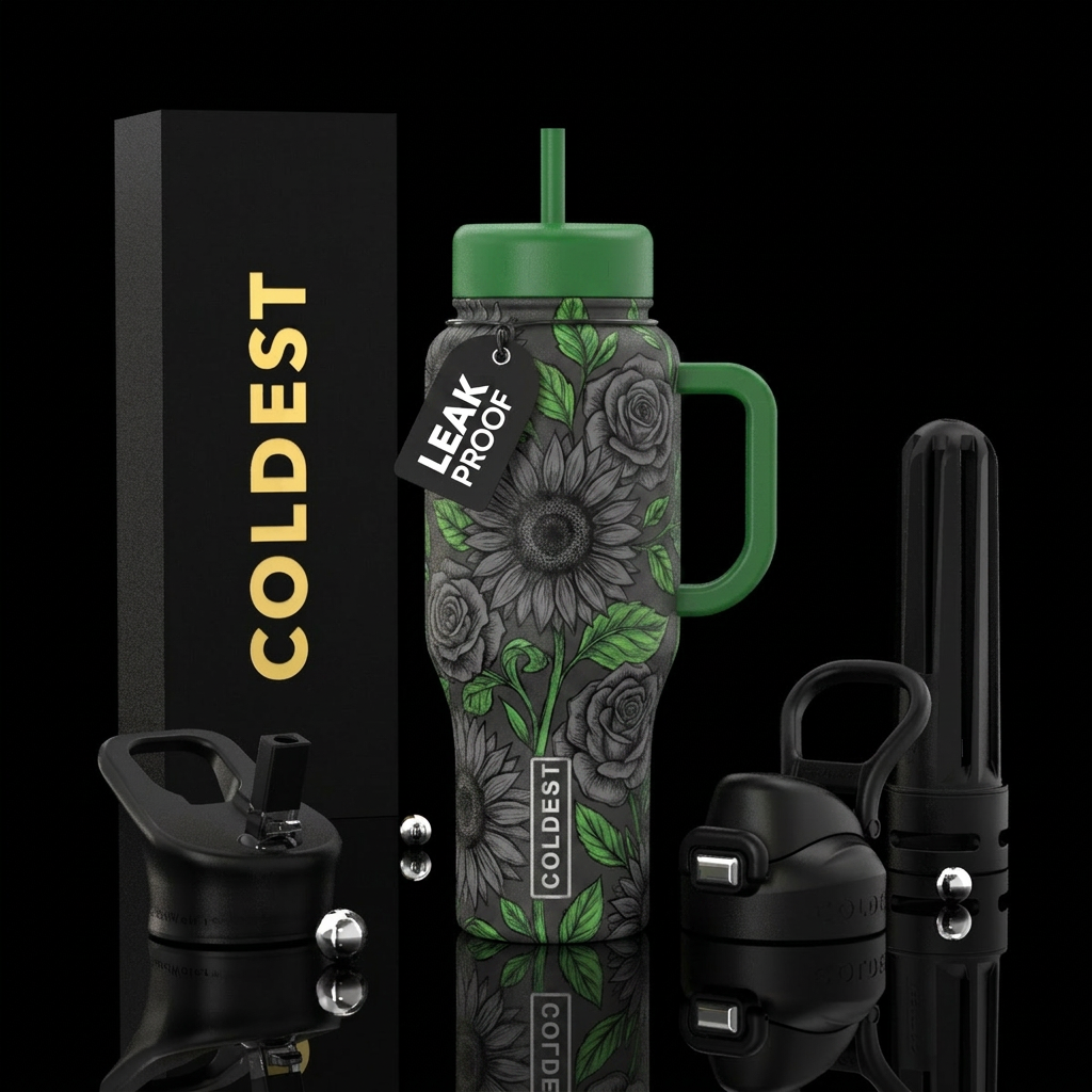 Floral garden water bottle design