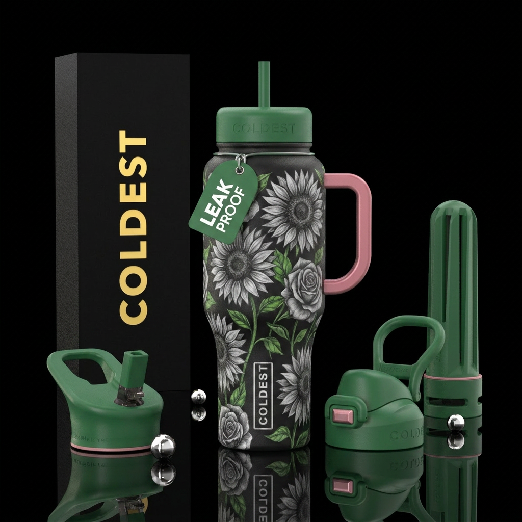 sunflower and roses water bottle design