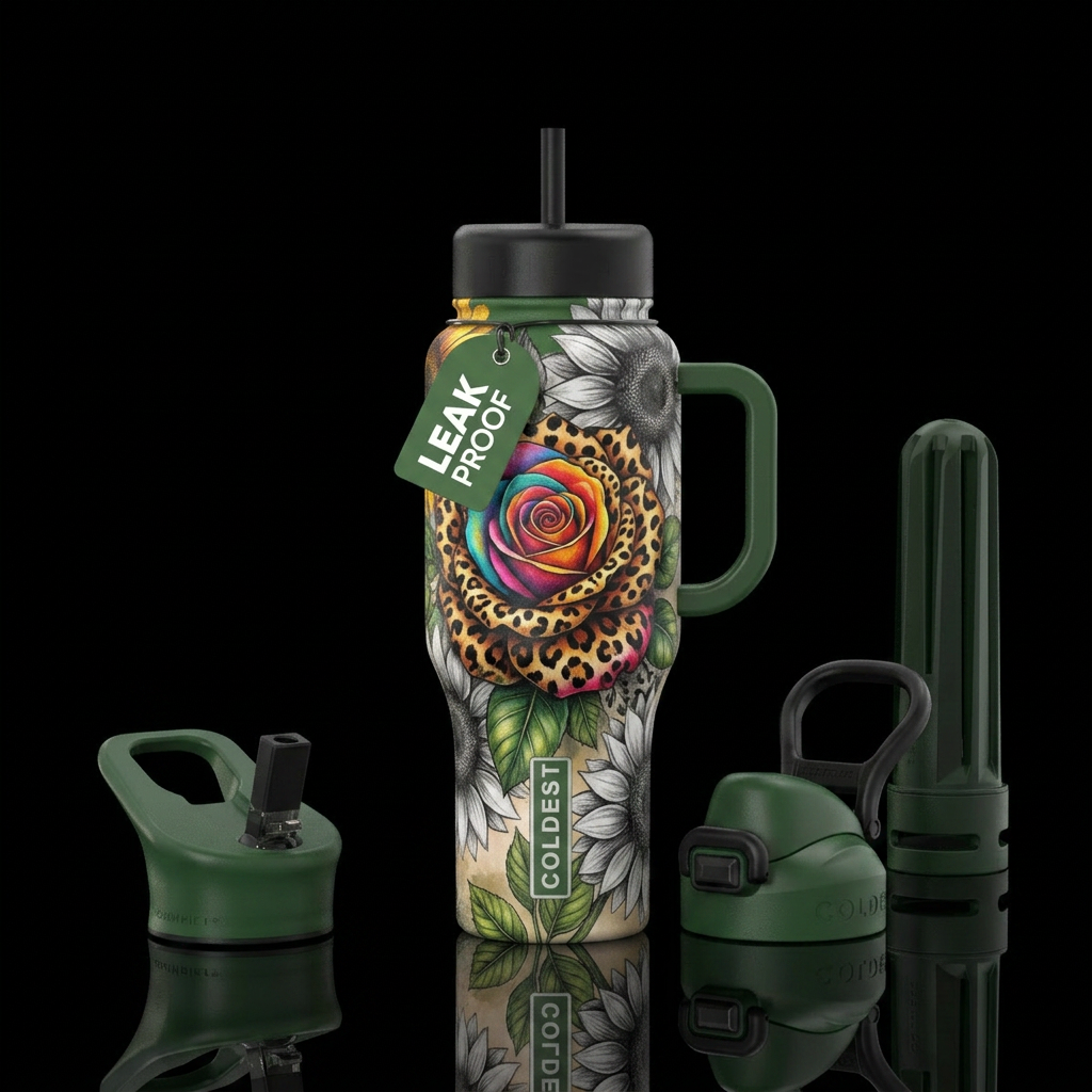 vibrant floral water bottle design