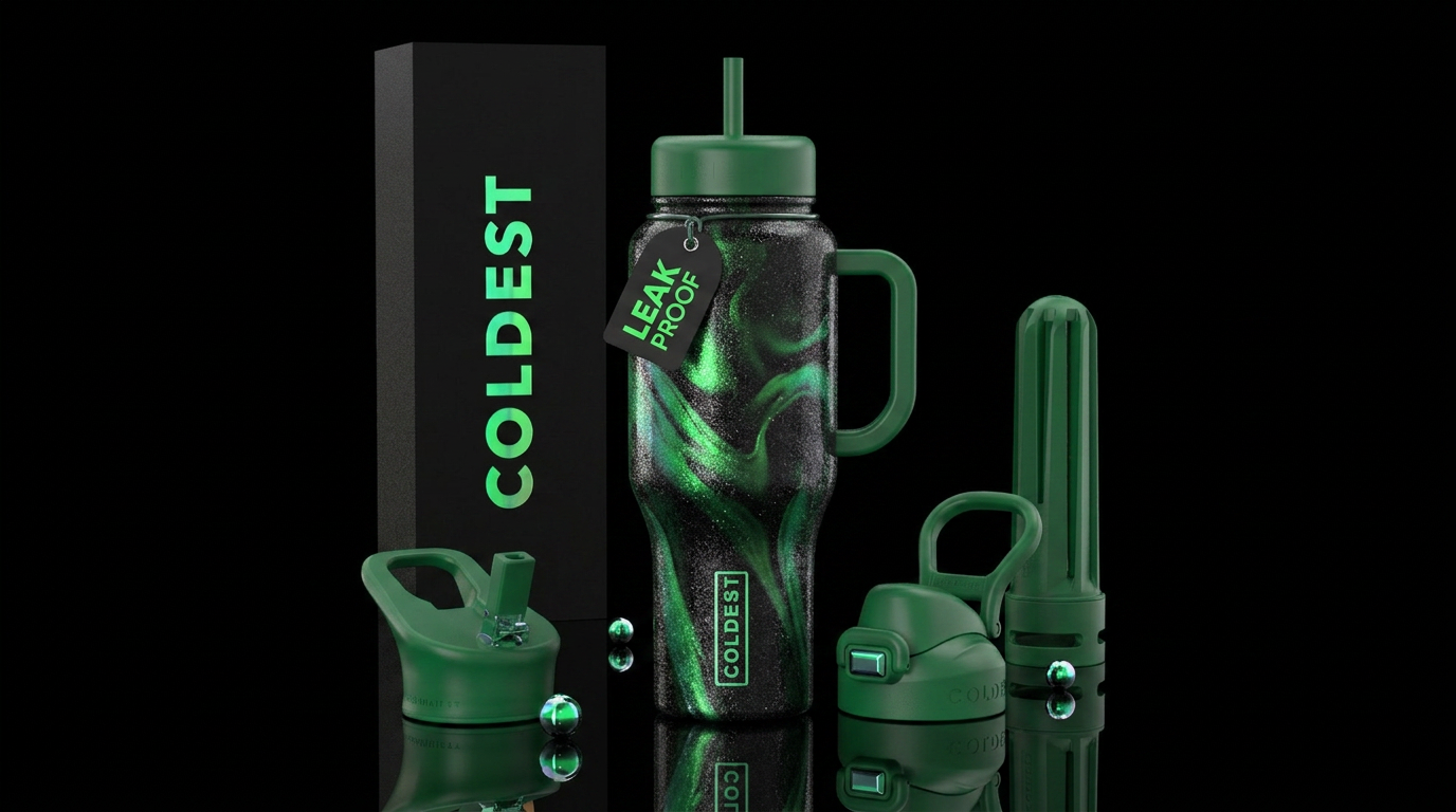 Green marble water bottle design