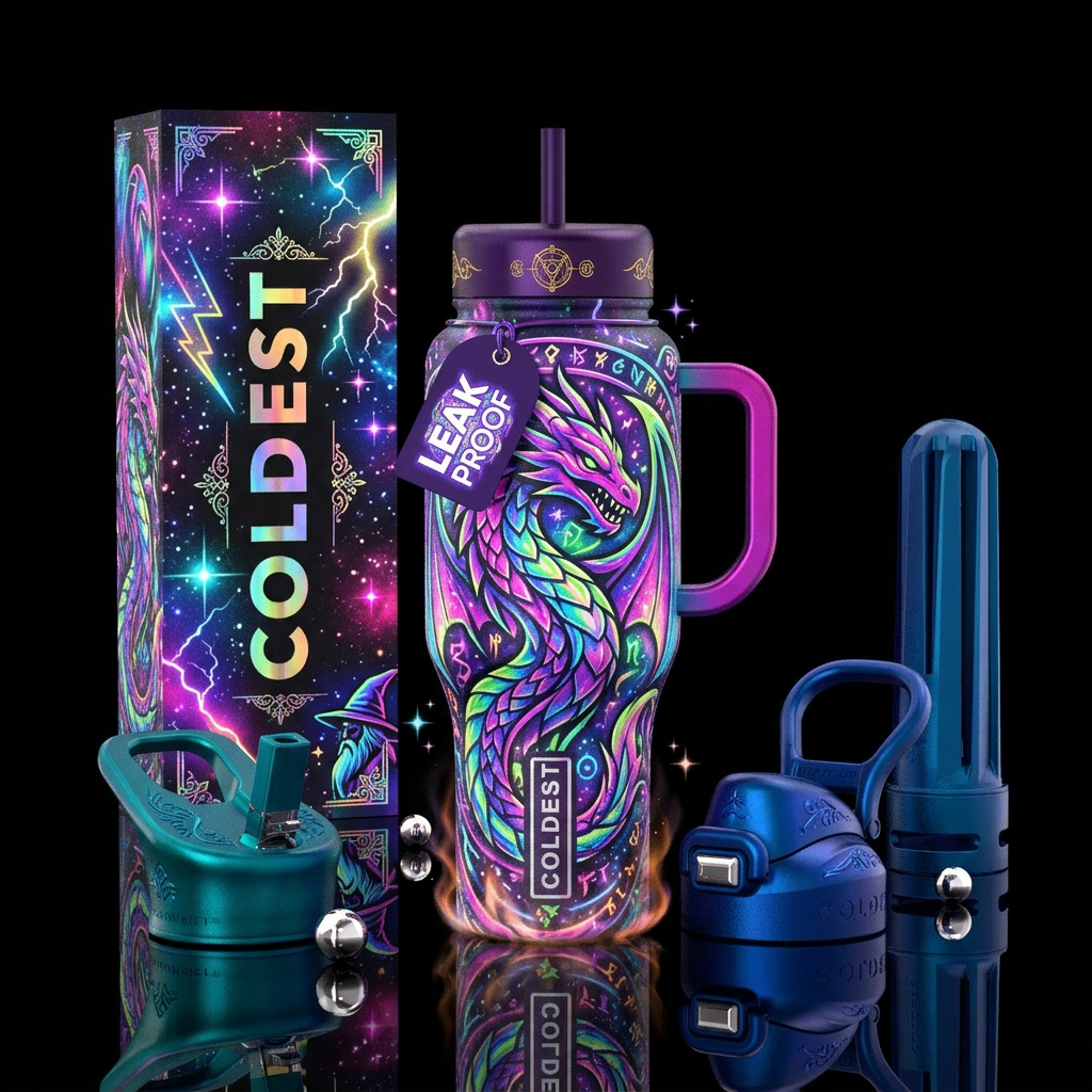 The 90's dragon water bottle design