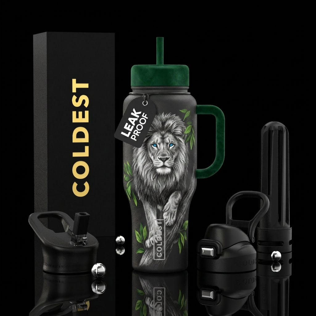 Lions den water bottle design