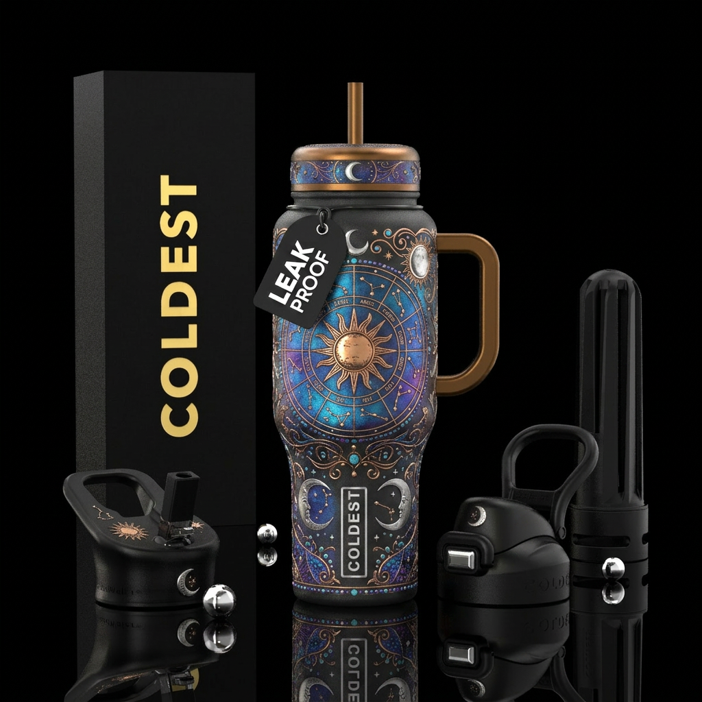 astrological moon water bottle design