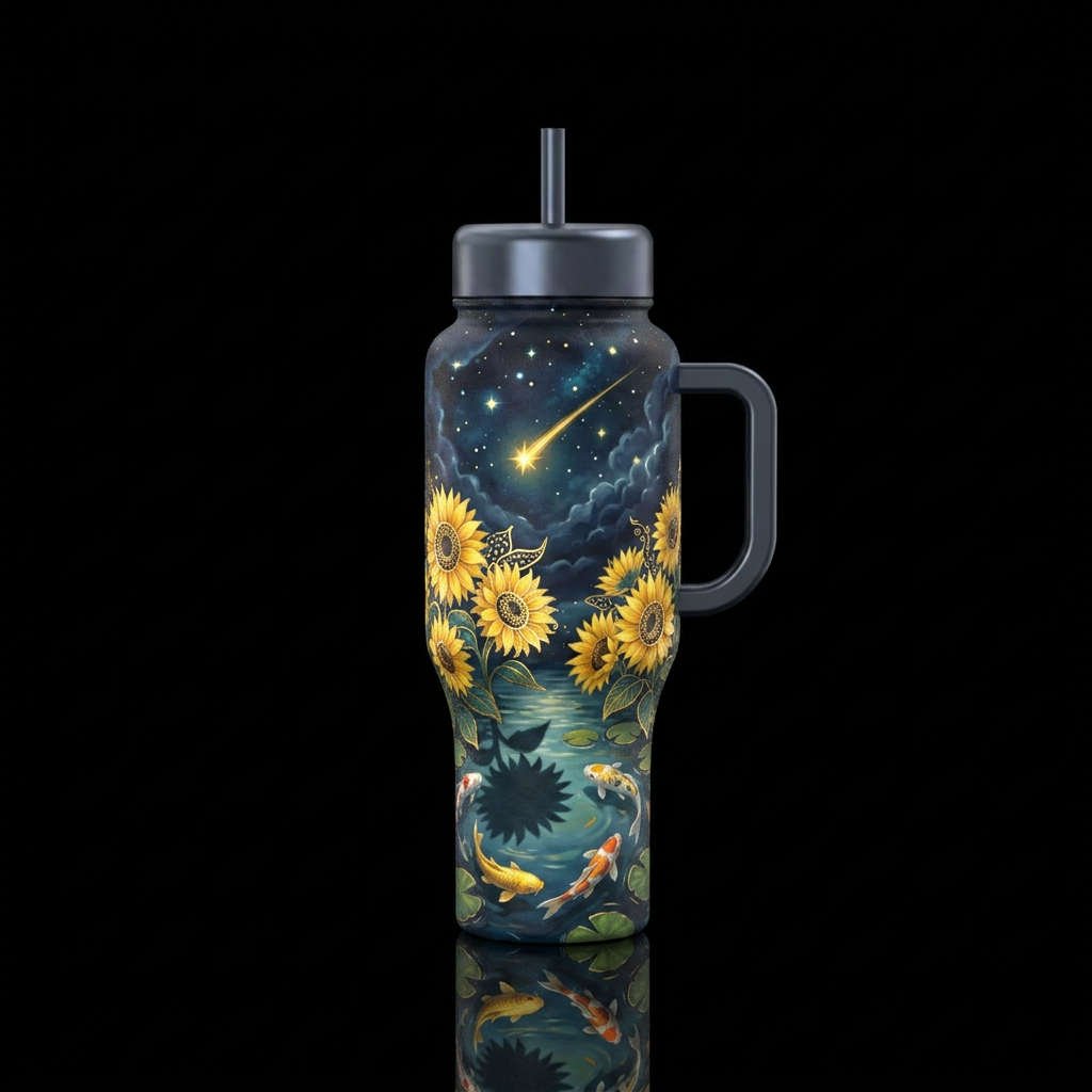 stormy sunflower water bottle design