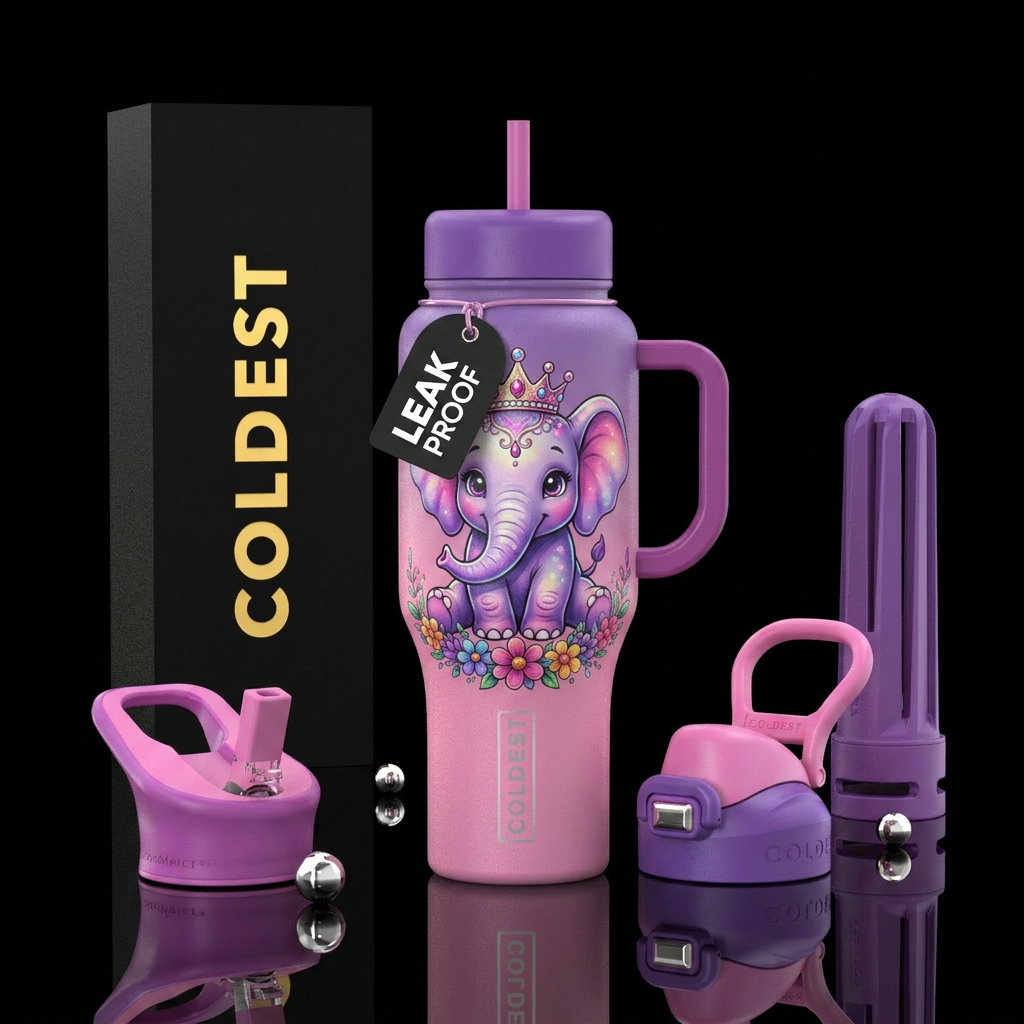 crowned elephant water bottle design