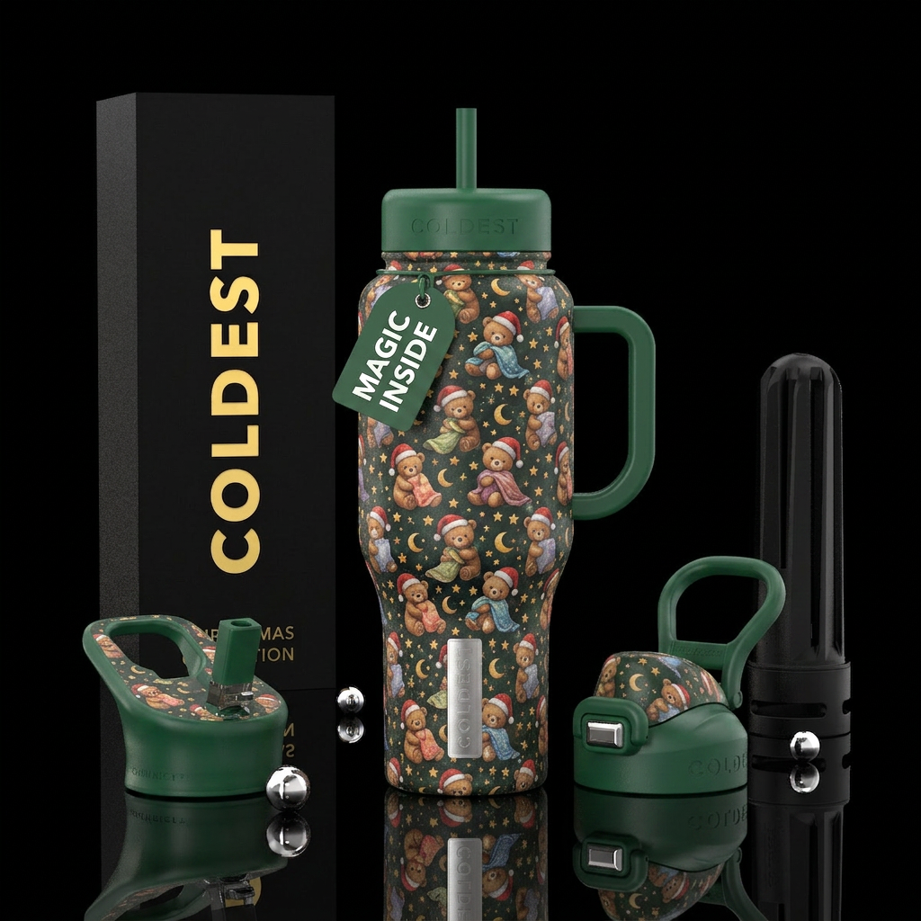 beary christmas water bottle design
