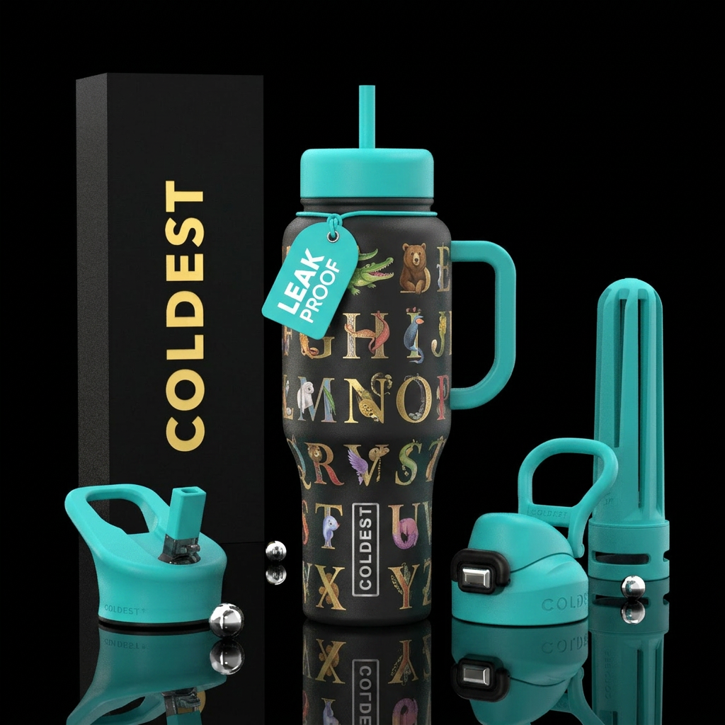 ALPHABET ANIMALS water bottle design
