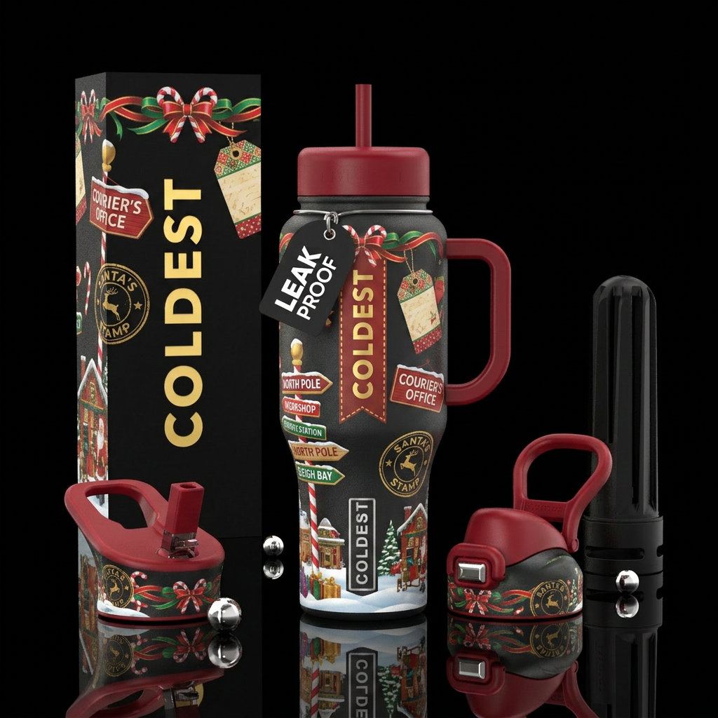 santas cove water bottle design
